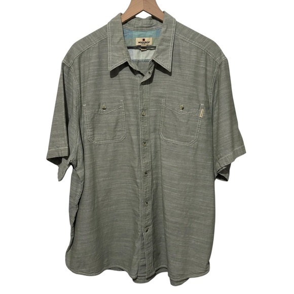 Woolrich Button Up Green Camp Shirt Short Sleeve Casual Office Men's XXL - Picture 1 of 14